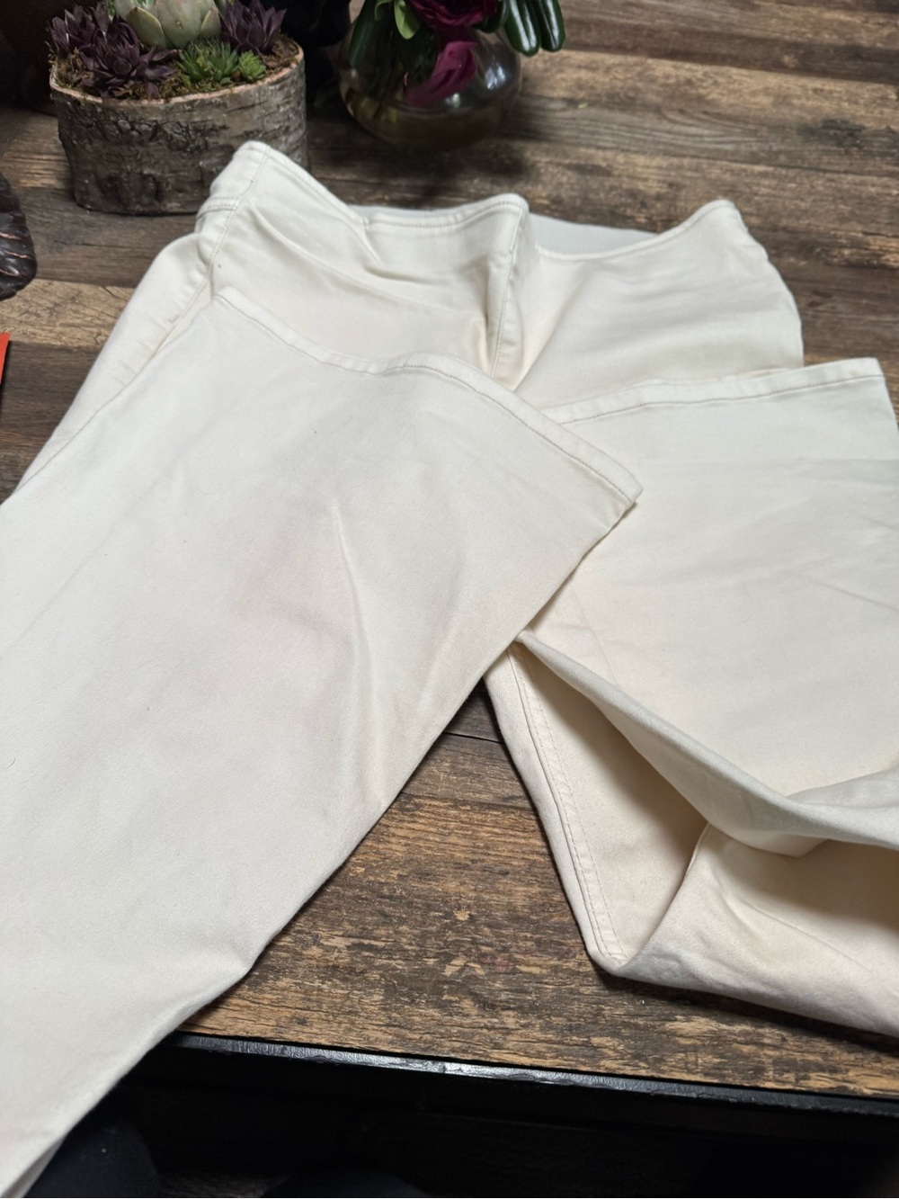Free People Cream Wide Leg High-Rise Jeans